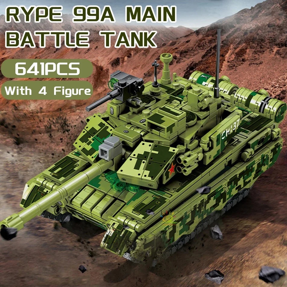 BLOCK Boys Military Type 15 Light Tank 99A 96 Main Battle Tank WW2 Model Building Blocks Army Soldiers Toys for