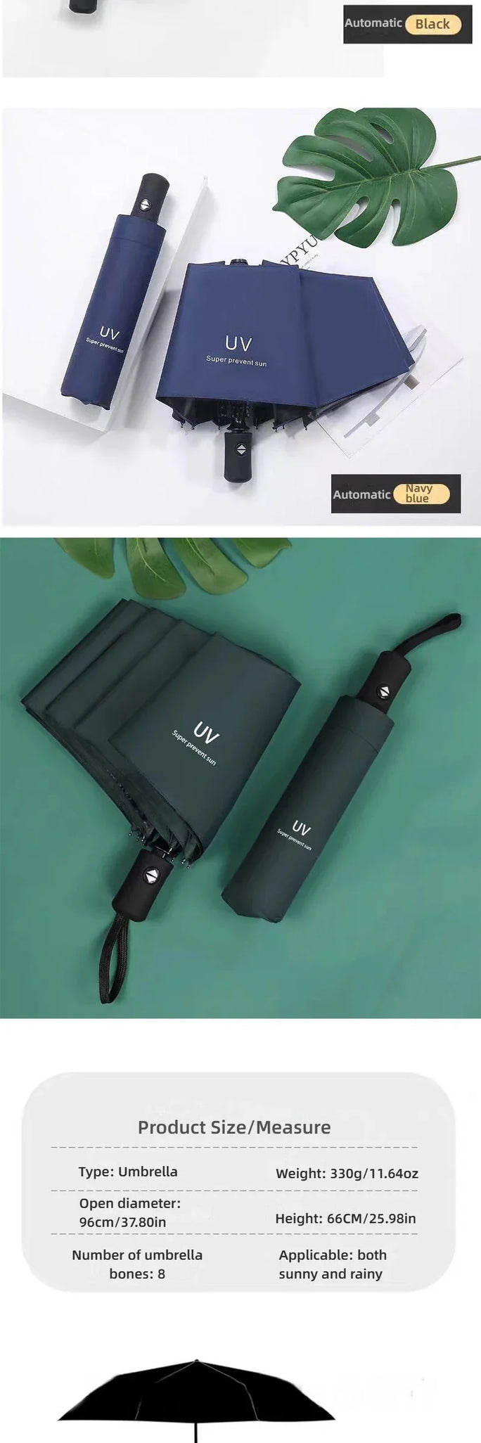 1 fully automatic travel camping outdoor sunscreen umbrella for women's umbrellas, sun umbrella for both sunny and rainy use, bl