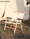 Outdoor Chair Camping Folding Portable Backrest Chair Camping Leisure Faux Wood Armrest Fishing Garden Chair
