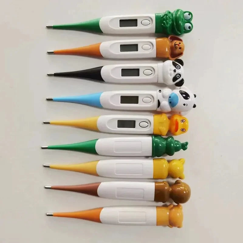 1pc  Cartoon Digital Thermometer Oral Armpit Flexible Tip Waterproof Cute Design Frog Cow Rabbit Bear Duck Rabbit Panda Cow