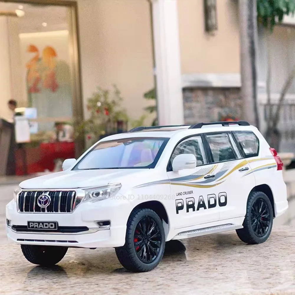 1:18 Large Size Prado SUV Model Toy Car Doors Opened Metal Diecast Shock Absorption Music Light Vehicles Models Birthday Gifts