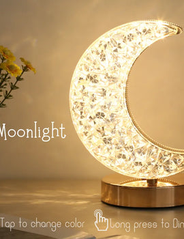 Bedroom Crystal Touch Dimming Night Light Girls Room Home Decor Aesthetics USB Bedside LED Ambient Table 3d Moon Lamp