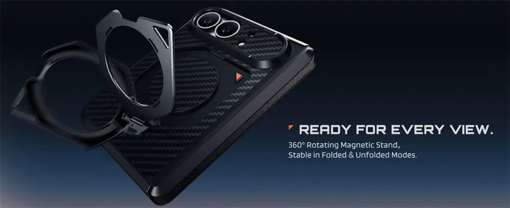 Rugged Aramid Fiber Phone Case with 360 Degree Magnetic Ring Stand and Clear and Privacy Screen Protectors for iPhone Duo