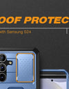 Bulit-in Ring Holder Case for Samsung Galaxy S24 with Tempered Glass Screen Protector Sliding Camera Cover Rugged Phone Case
