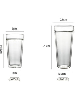 Large Capacity 400/800ml Heat-resistant Double Wall Glass Coffee Mug Espresso Cup American Latte Cappuccino Tea Water Cup