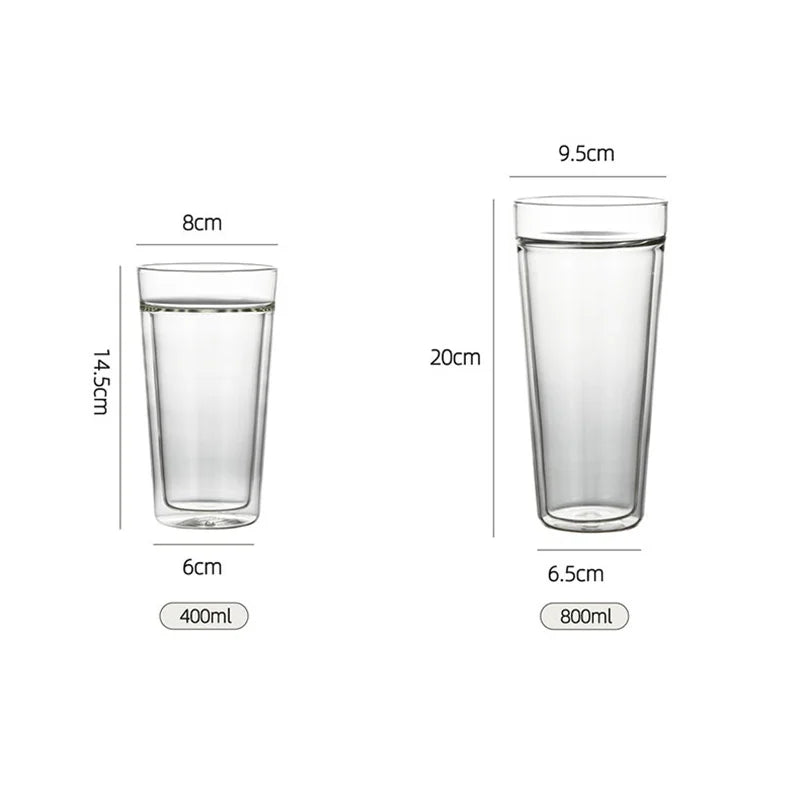 Large Capacity 400/800ml Heat-resistant Double Wall Glass Coffee Mug Espresso Cup American Latte Cappuccino Tea Water Cup