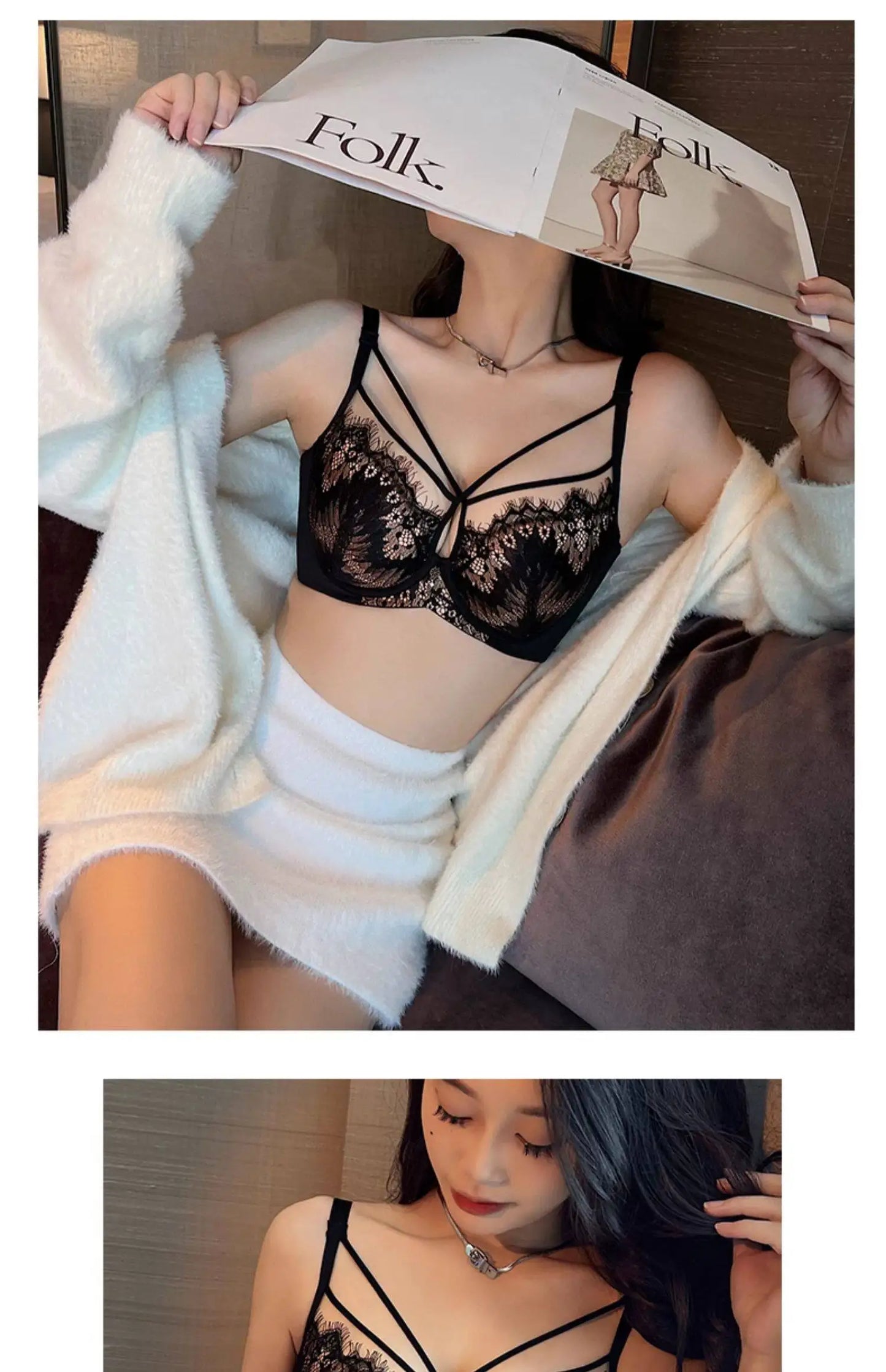 Womens Lace Push Up Bra and Brief Set