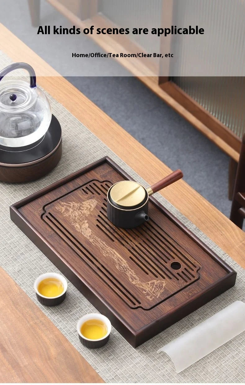 Jiangshan Tea Tray Household Small Drain Tea Table Bamboo Tea Tray Kung Fu Tea Set Accessories Tea Sea Dry Brewing Table