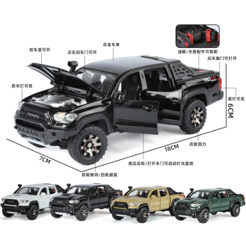 1:32 Toyota Tacoma TRO Off Road Pickup Truck Alloy Diecast Model Outdoor Collection Ornaments High Simulation Collection Present