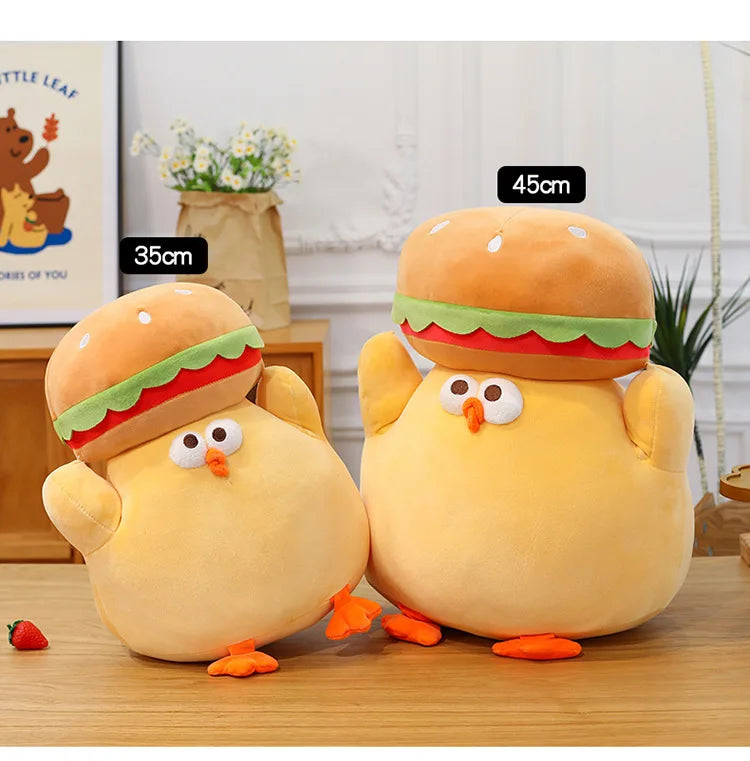 Cartoon Burger And Chicken Plush Toy Soft Throw Pillow