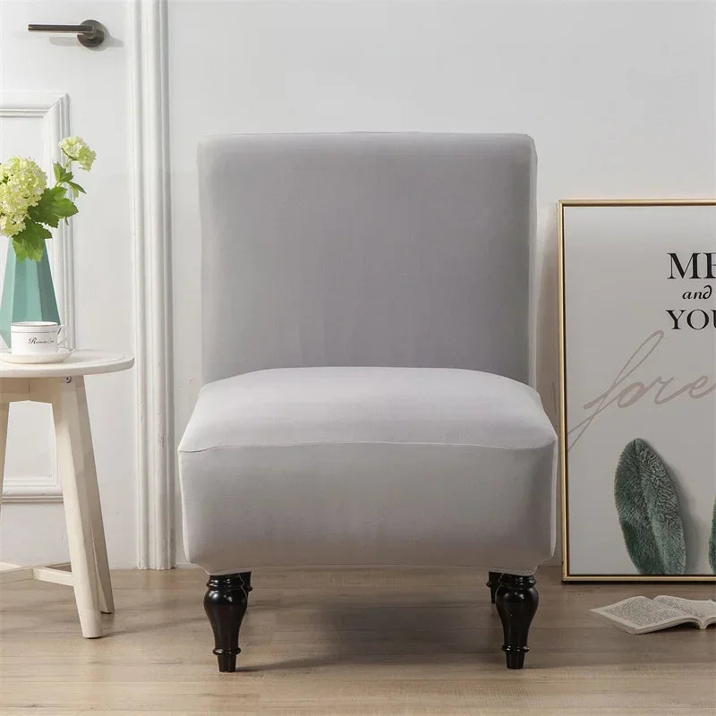 Stretch Armless Accent Chair Cover Single Short Back Sofa Covers Solid Color Anti-dirt Chair Slipcover Removable Sofa Protector