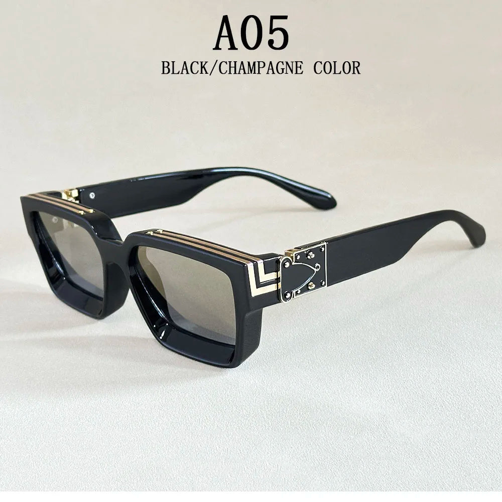 Retro Square Millionaire Sunglasses With UV400 Protection