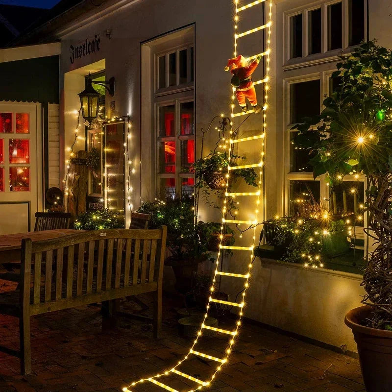 Christmas Decoration LED Ladder Light Strip Climbing Santa Claus Outdoor 8 Modes Christmas Tree For Home Window Christmas Decor