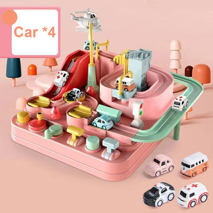 Rail Car Train Track Toys Racing Interactive Model Racing Adventure Brain Game Montessori Educational 2 To 4 Years Old Boys Cars