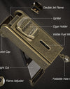 4 in 1 Cigar Lighter with Adjustable Jet Dual-Flame,Windproof Refillable Butane for Smoking,Cigar Gift for Men