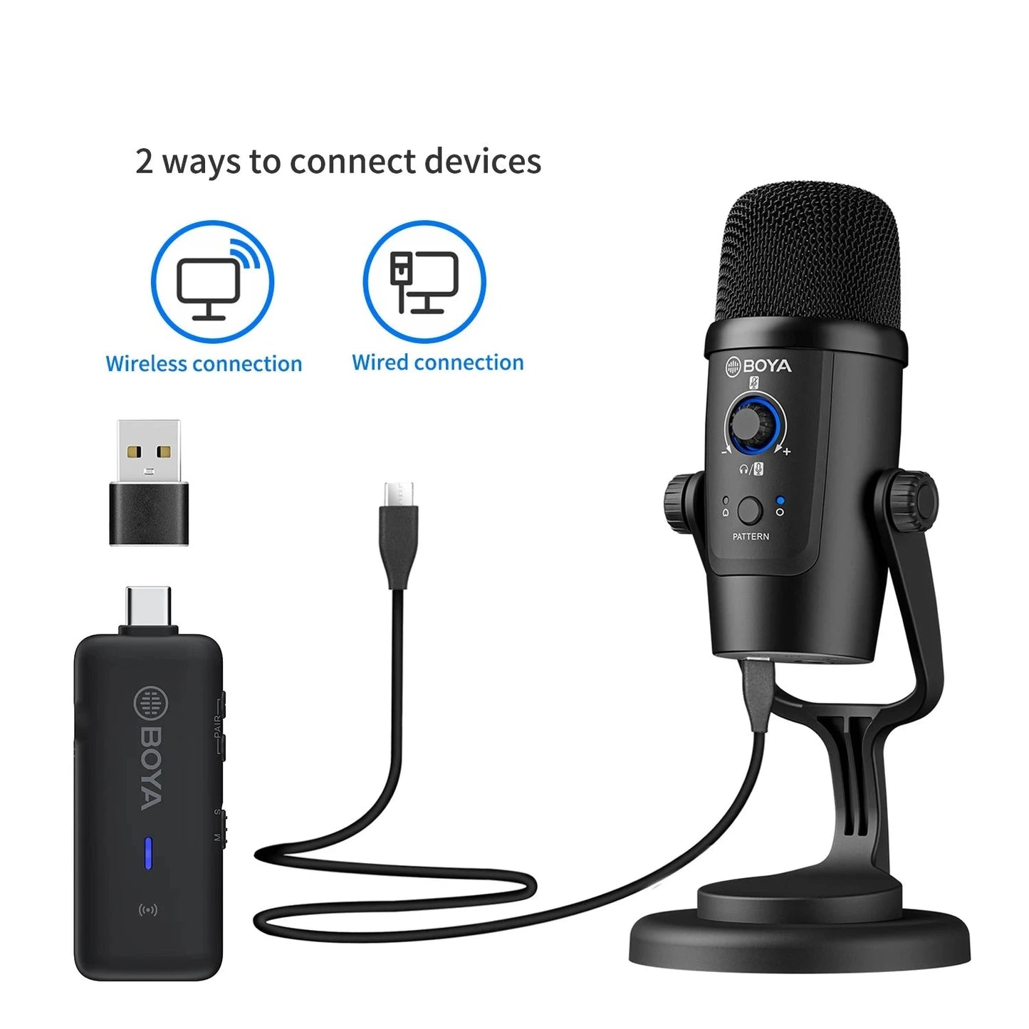 Condenser Wireless Microphone BY-PM500W Professional Mic for PC Laptop Streaming Recording Vocals Voice Gaming Metting