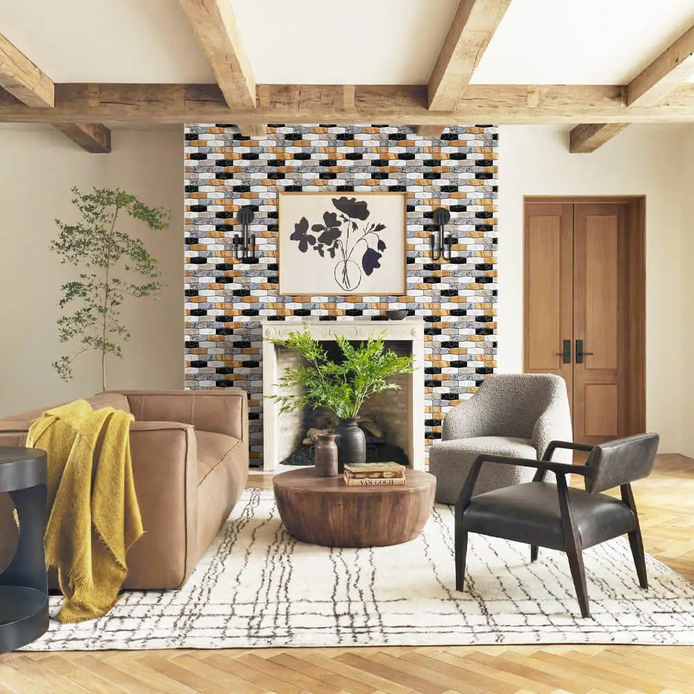 3D Wall Sticker Self-adhesive Faux Stone Wall Panel Peel and Stick Tile Backsplash for Kitchen Bathroom Waterproof Tile Sticker