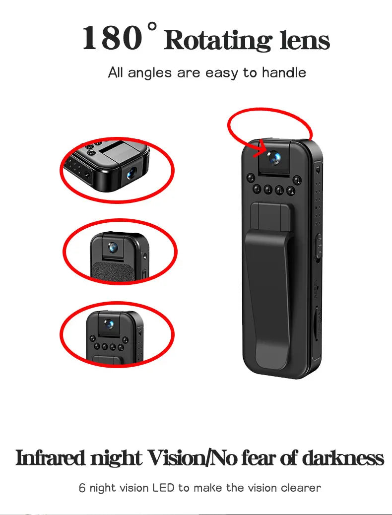 HD 1080P Mini Camera Portable Small Digital Video Recorder Police BodyCam Infrared Night Vision Miniature Camcorder
