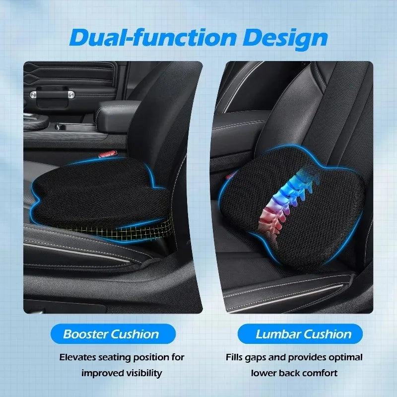 2 In 1 Multifunctional Car Seat Cushion Universal Memory Lumbar Pillow Support Driver Breathable Relief Comfort Chair Car Seat