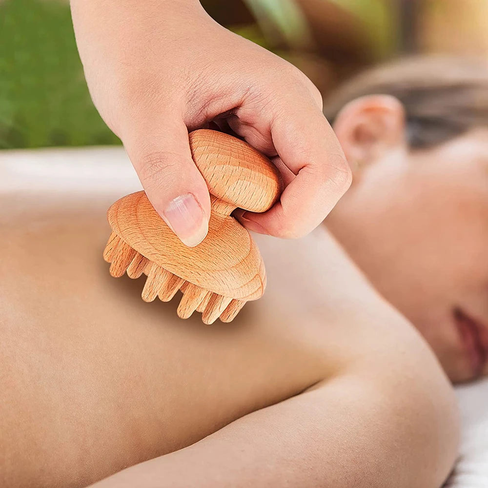 6 In 1 Wood Therapy Massage Tool Lymphatic Drainage Massager Anti Cellulite Fascia Massage Roller for Full Body Muscle