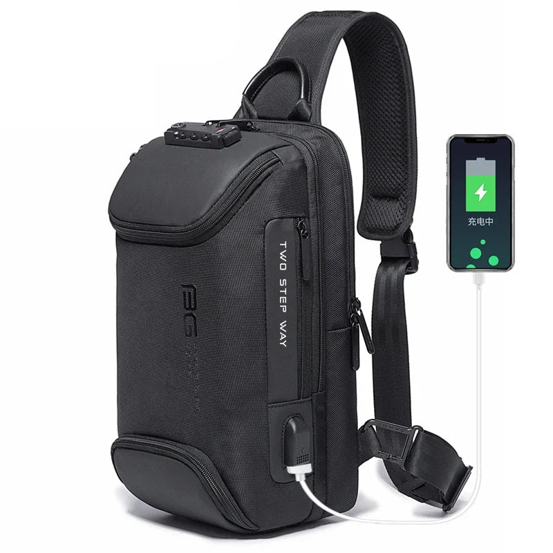 Multi functional Men's Oxford Crossbody Bag Anti-theft Shoulder Bags Short Trip Messenger USB Charging Chest Bag Pack