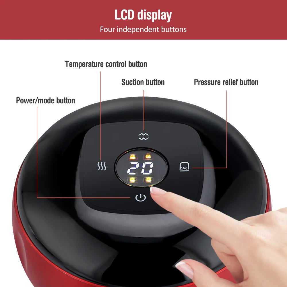 Body Cupping Scraping Massager Smart Electric Vacuum Cupping Red Light Heating Suction Cup Device for Body Back Neck Arm Massager
