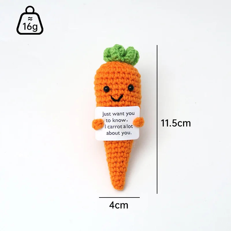 3 Pcs Positive Crochet Hedgehog Doll with Affirmation Card Home Room Decoration Funny Handmade Plush Doll Ornaments Christmas Gifts