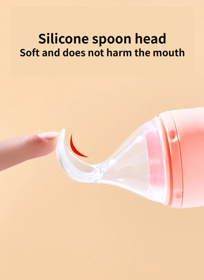 Silicone Squeezing Feeding Bottle Newborn Baby rice cereal Training Rice Spoon Infant Cerea Food Supplement Feeder Portable 90ML