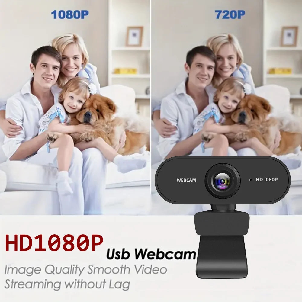 Webcam 1080P Web Cam for Pc Drive-free USB Rotatable Camera with Microphone for Desktop Computer for Video Calling Conference