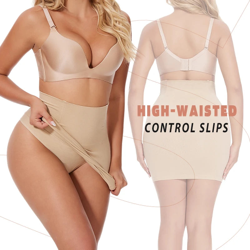 Half Slips for Under Dress Women Shapewear Tummy Control Slim Waist Body Shaper Half Skirts Thongs 2 in 1 Butt Lifter Underwear