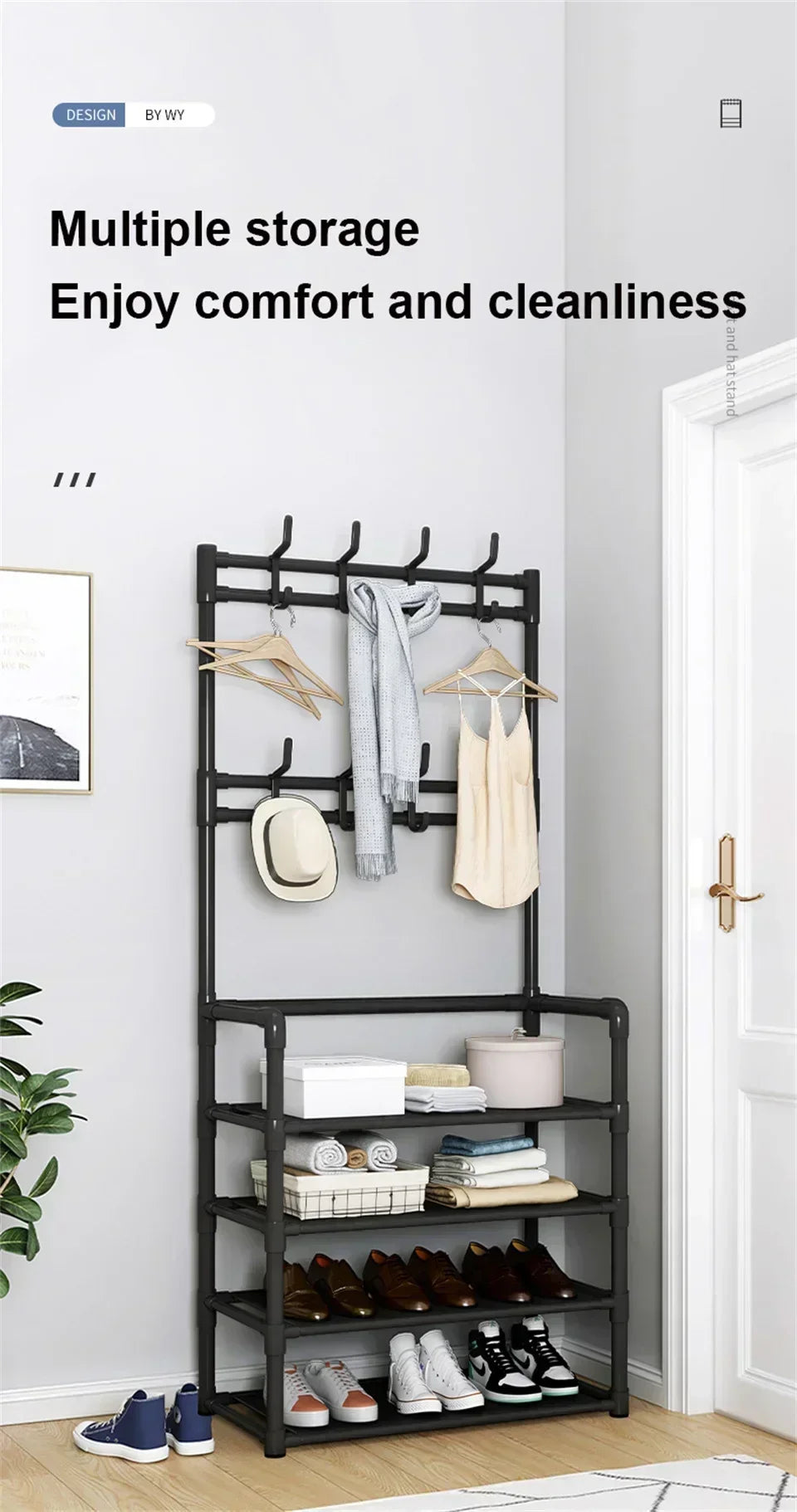 Coat Shelves Shoe Furniture Strong Load-bearing Living Room Organizer Clothes Hat Shoes Storage Shelf Bedroom Bag Storage Rack