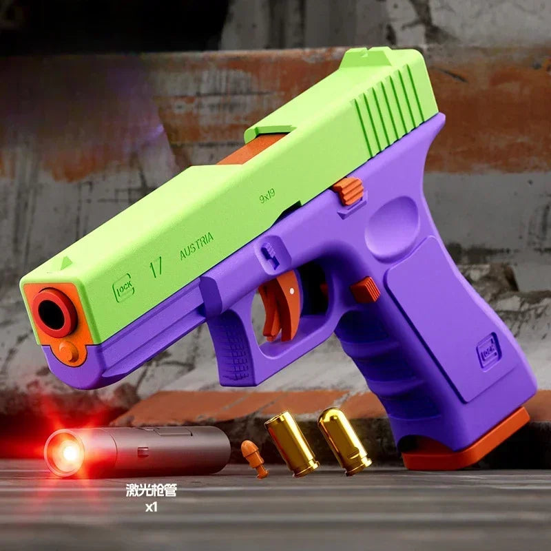 Laser Version G17 Pistol Automatic Radish Gun Dual-mode Shell Ejection Blaster Soft Bullet Toy Gun CS Shooting Weapons for Kids