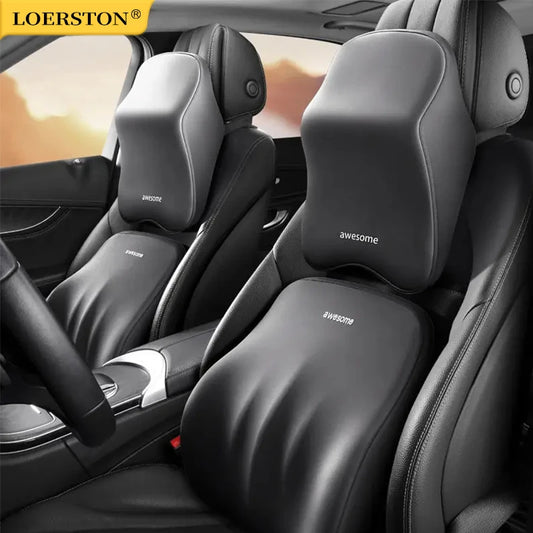 Memory Foam Car Lumbar Support and Headrest Neck Pillow