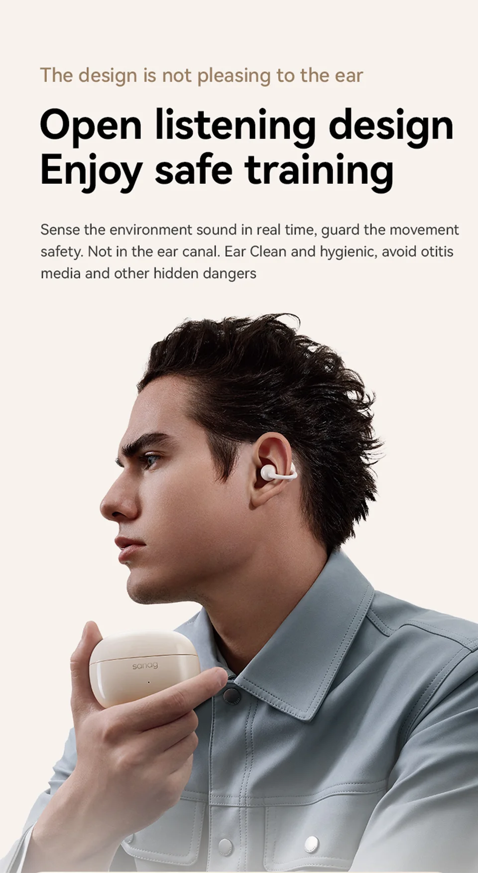 Z60S Ear Clip Earphones Wireless Audífonos Bluetooth Headphones APP Touch Control Sports Flash-sale Chioce Headset