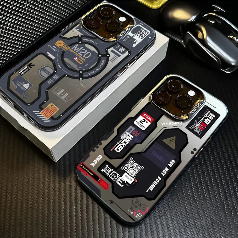 Phone Case For iPhone 16 15 14 17 Air Pro Max Shockproof Mecha-Style Graffiti Shockproof Cover