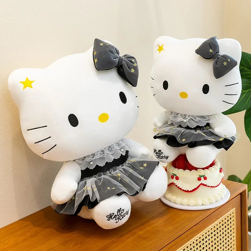 Black Gold Cat Character Plush Stuffed Doll Toy