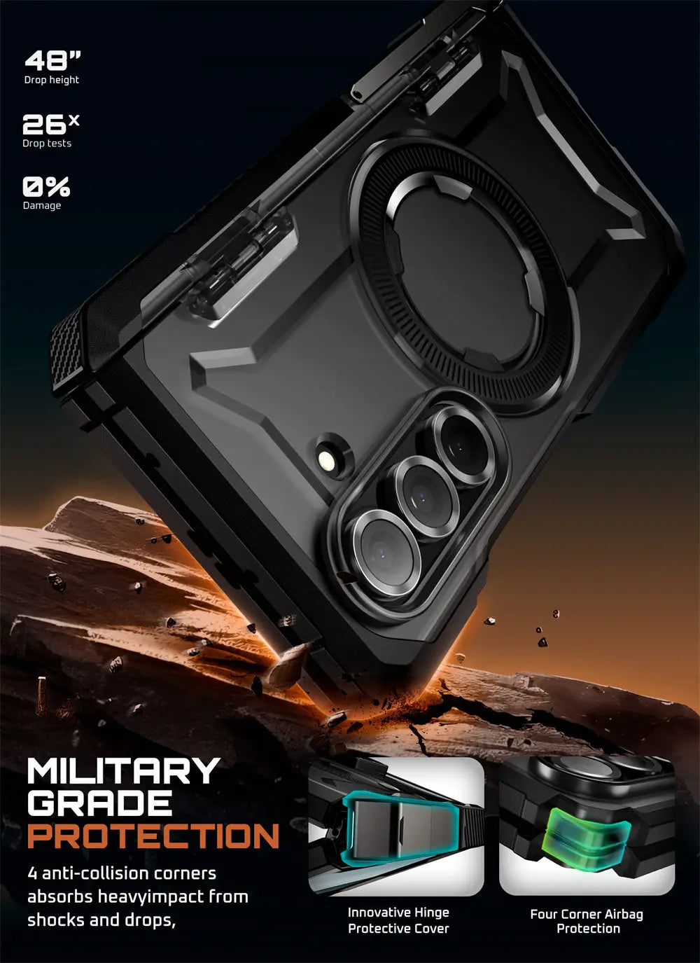 For Samsung Galaxy Z Fold 7 Case UB Grip Anti-Scratch Heavy Duty Rugged  Phone Case with Screen Protector