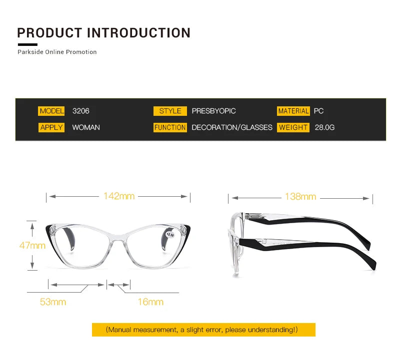 Retro Plastic Cat Eye Reading Glasses Cleat Lens Anti Blue Light Presbyopia Hyperopia Men Reading Eyeglasses +1.0 +1.5