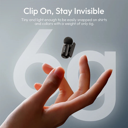 Mini Wireless Lavalier Microphone 100M Range Supercardioid Mic for iPhone Android