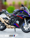 1:10 BMW S1000RR Kawasaki H2R V4S Alloy Die Cast Motorcycle Model Vehicle Collection Sound and Light Off Road Autocycle Toys Car