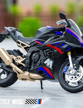 1:10 BMW S1000RR Kawasaki H2R V4S Alloy Die Cast Motorcycle Model Vehicle Collection Sound and Light Off Road Autocycle Toys Car