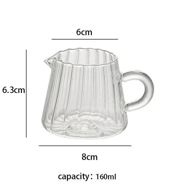 75-500ml Stripe Milk Jug Heat-resistant Glass Cup With Handle Coffee Milk Tea Separator Fair Cup Home Cafe Drinkware Gift