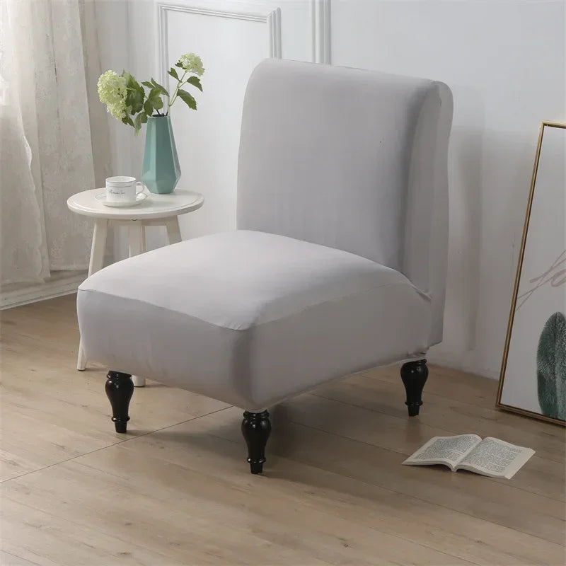 Stretch Armless Accent Chair Cover Single Short Back Sofa Covers Solid Color Anti-dirt Chair Slipcover Removable Sofa Protector