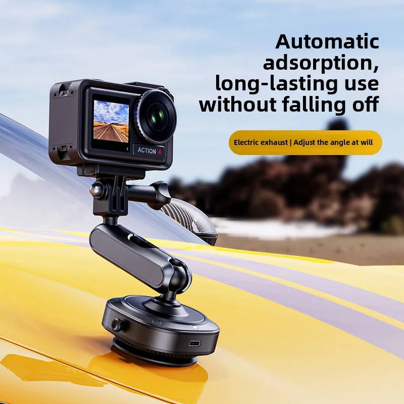 Electric Vacuum Suction Car Action Camera Mount Aluminum Alloy 360 Degree Adjustable Camera Holder for Dashboard and Outdoor Recording