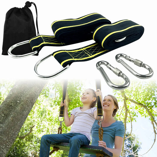 One Pair Tree Swing Hanging Kit Hammock Straps Camping 350 KG Load Capacity Rope Carabiner Outdoor Hiking Hammock Hanging Belt