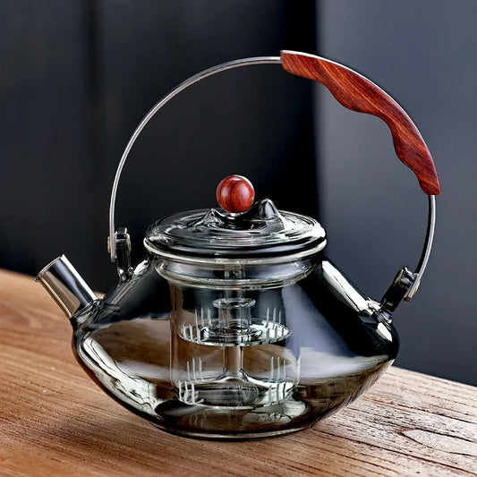 Kung Fu Glass Teapot with Water Separation and Dual Purpose Design