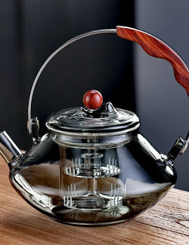 Kung Fu Tea Set Beam Glass Teapot Pottery Stove Tea Water Separation Tea Pot Cooking and Steaming Dual Purpose Tea Kettle