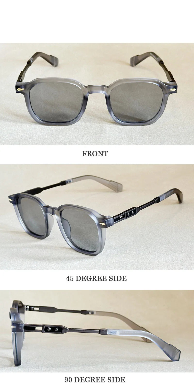 Vintage Square Acetate Frame Sunglasses With UV400 Protection
