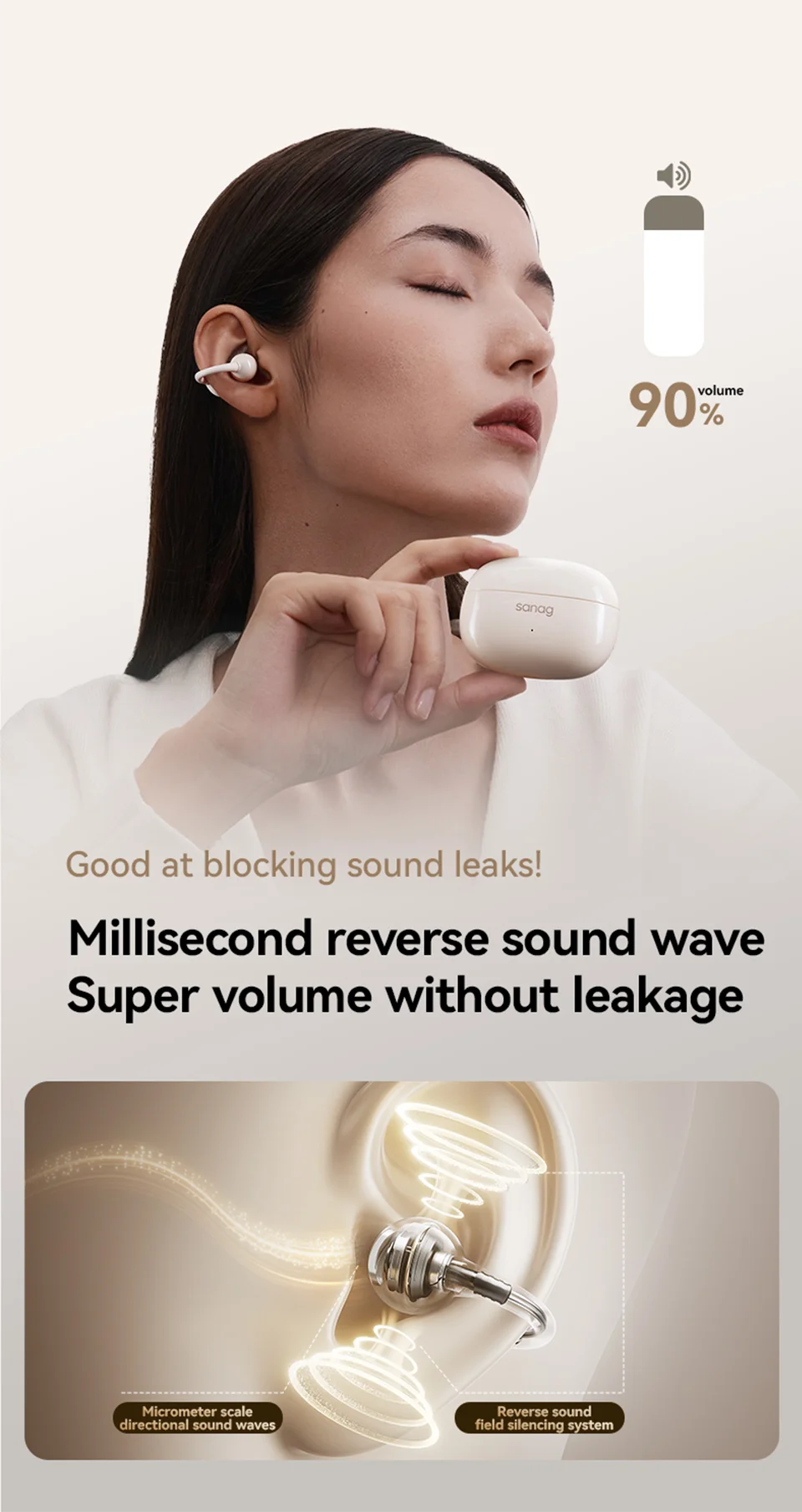 Z60S Ear Clip Earphones Wireless Audífonos Bluetooth Headphones APP Touch Control Sports Flash-sale Chioce Headset