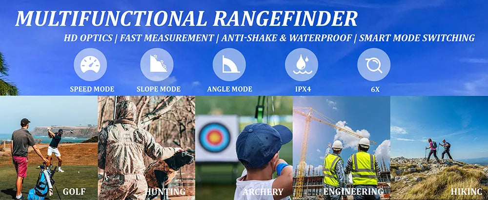 6X Rechargeable Golf Laser Rangefinder 1000m With Slope Flag Lock Magnet And Vibration